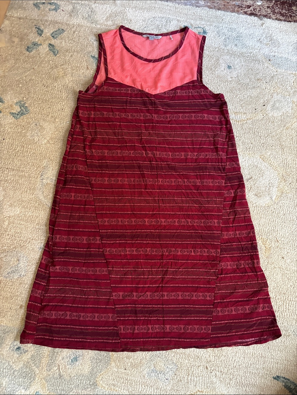 Toad&Co Burgundy A-Line Dress with Coral Yoke